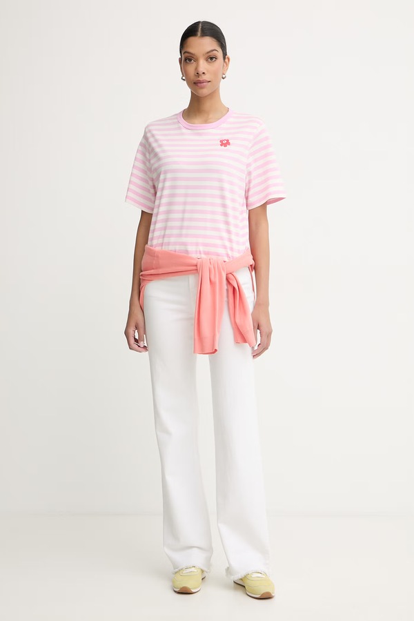 Футболка basic жіноча бавовняна Marimekko колір рожевий