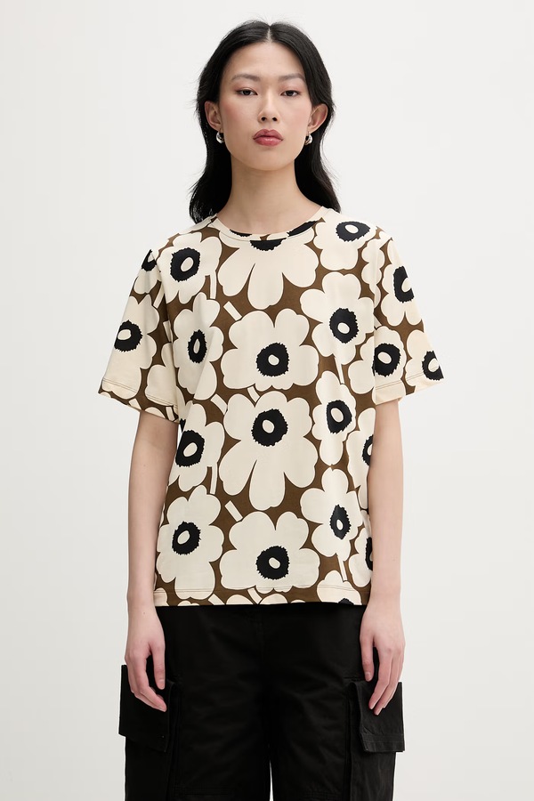Футболка жіноча бавовняна Marimekko колір бежевий
