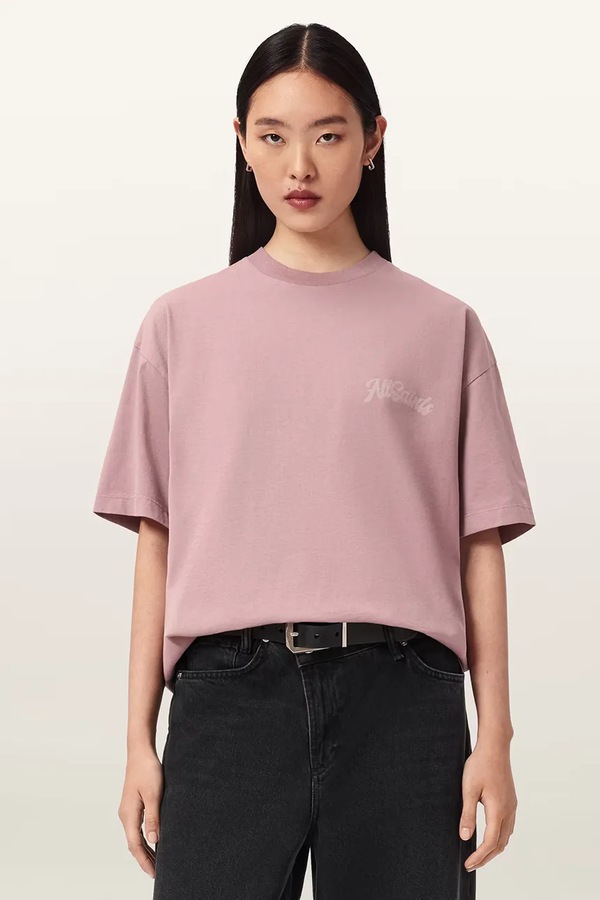 Футболка оверсайз жіноча бавовняна AllSaints ODYSSEY ETTA TEE колір рожевий