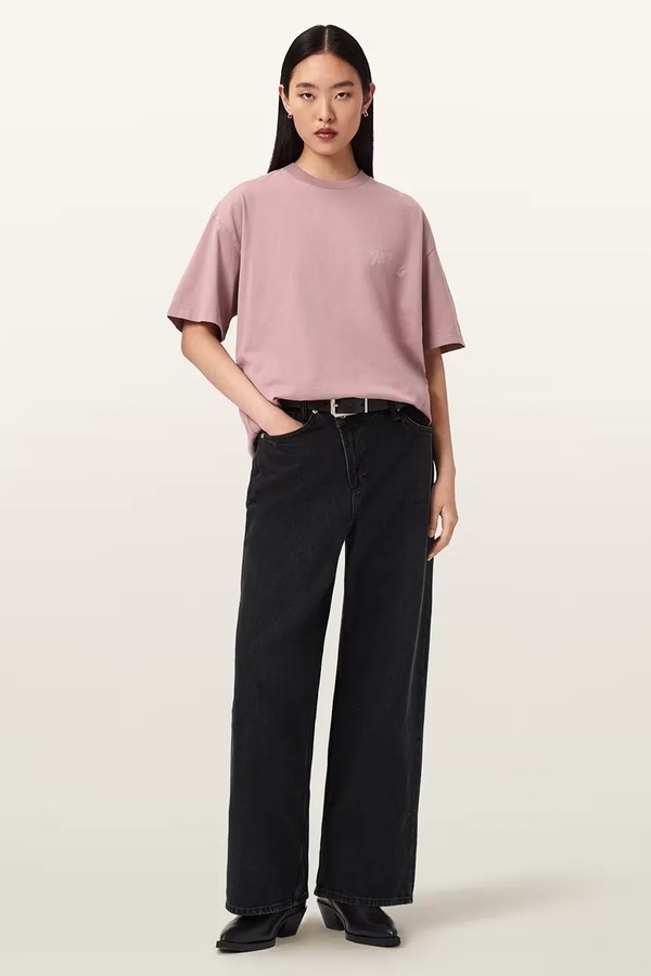 Футболка оверсайз женская хлопковая AllSaints ODYSSEY ETTA TEE цвет розовый фото 2