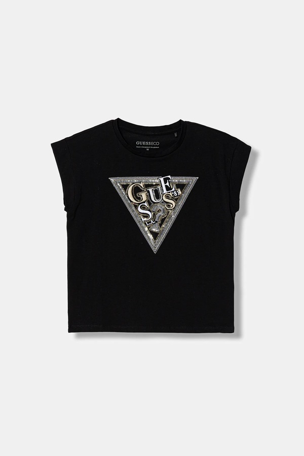 Дитяча футболка Guess колір чорний