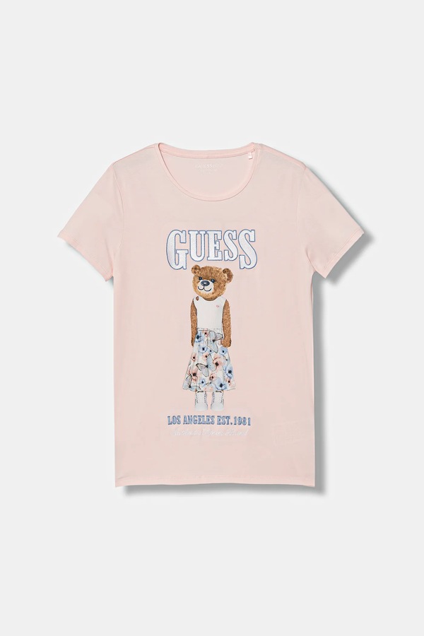 Дитяча футболка Guess колір рожевий