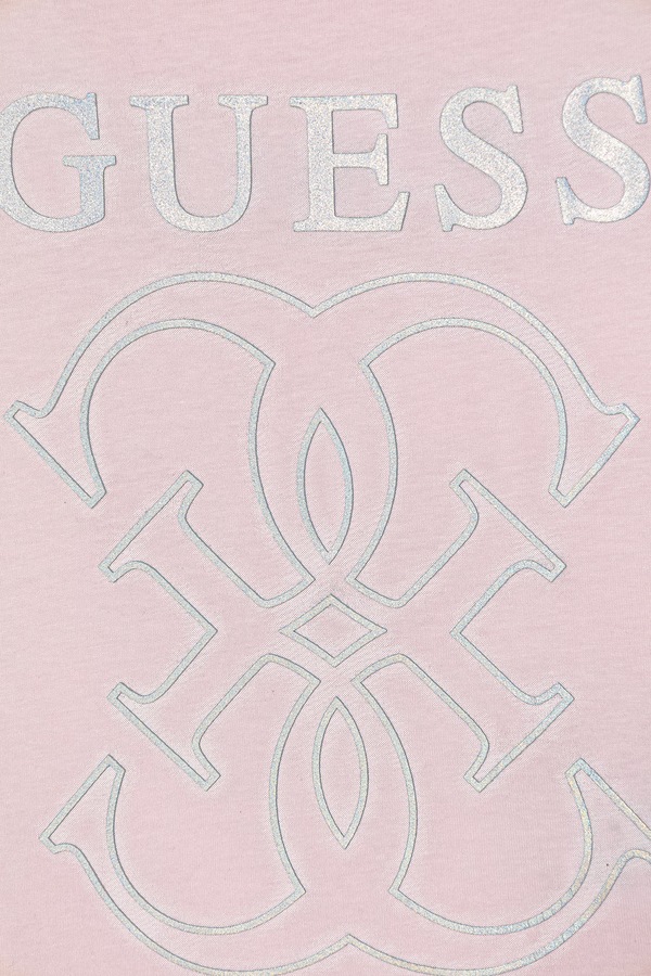 Детская хлопковая футболка Guess цвет розовый фото 2