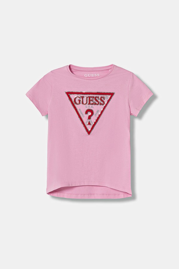 Дитяча футболка Guess колір рожевий