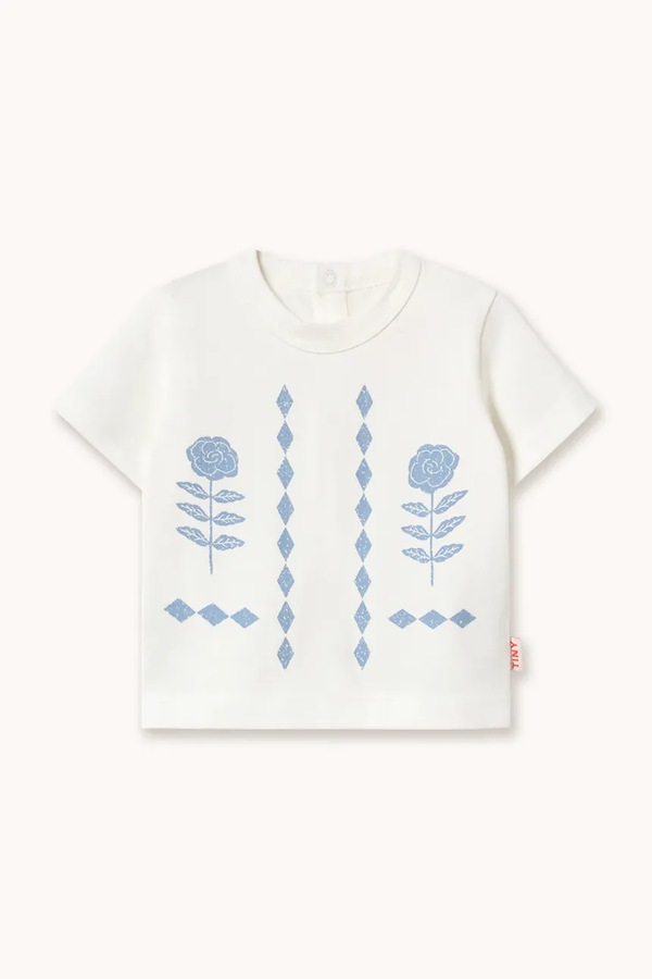 Футболка для немовлят бавовняна Tinycottons FLOWER PATTERN GRAPHIC BABY TEE колір білий