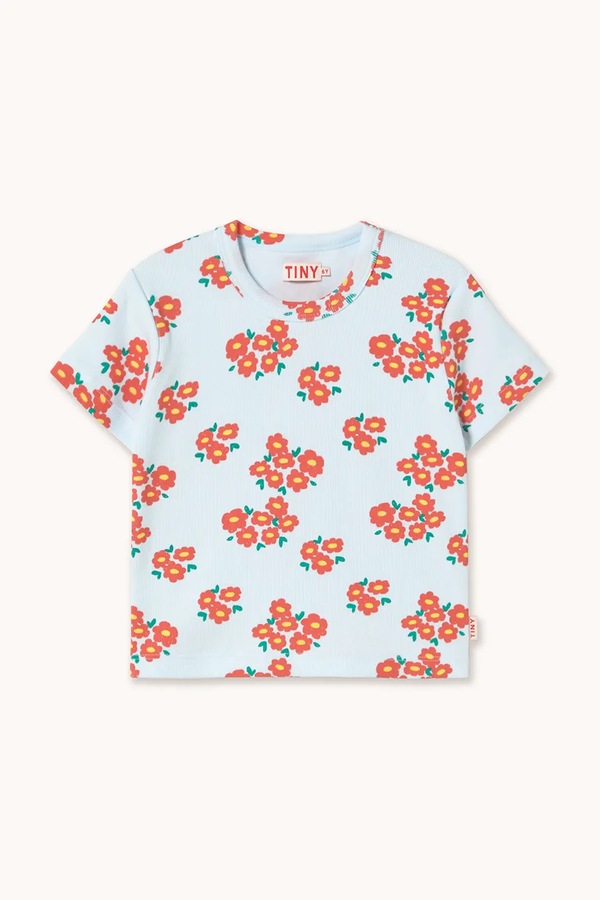 Дитяча футболка Tinycottons BLOSSOMS RIB TEE колір білий