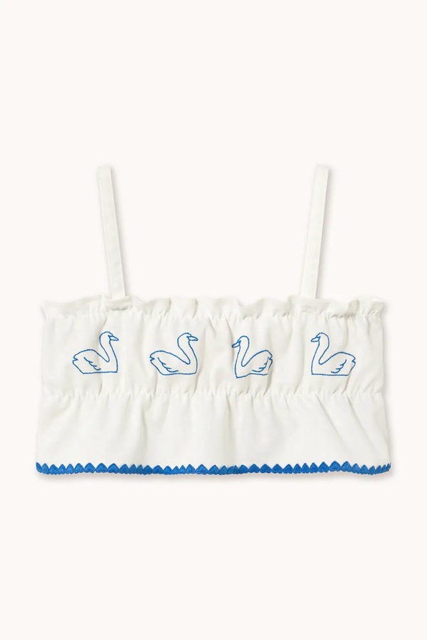 Дитячий топ з додаванням льону Tinycottons SWANS BOWS LINEN TOP колір білий