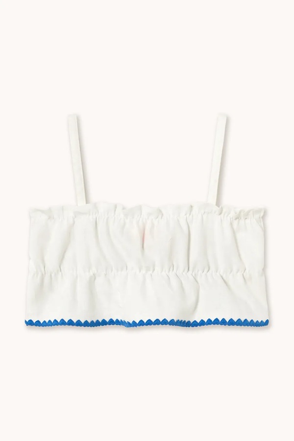 Дитячий топ з додаванням льону Tinycottons SWANS BOWS LINEN TOP колір білий фото 2