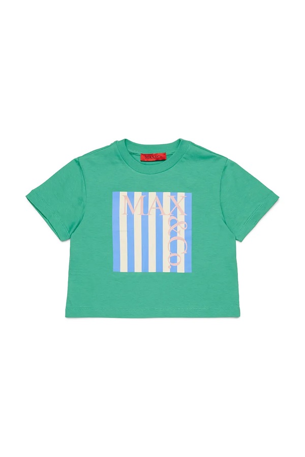 Дитяча бавовняна футболка Max&Co. MAXT31F T-SHIRT колір зелений
