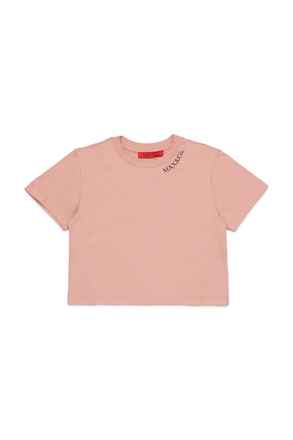 Дитяча бавовняна футболка Max&Co. MAXT34F T-SHIRT колір помаранчевий
