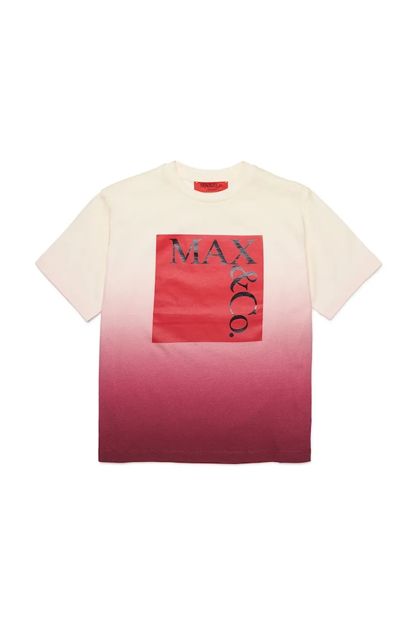 Дитяча бавовняна футболка Max&Co. MAXT38F T-SHIRT колір бежевий