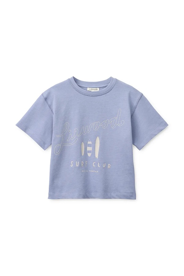 Детская хлопковая футболка Liewood Tyler Placement SS T-shirt цвет фиолетовый