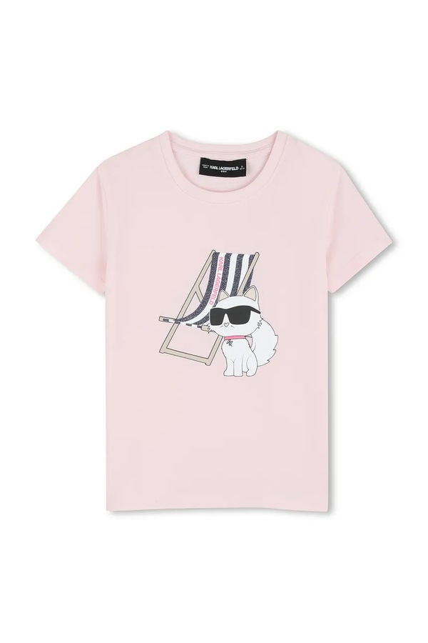 Дитяча футболка Karl Lagerfeld колір рожевий