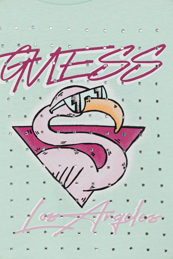 Топ дитяче бавовняне Guess колір бірюзовий фото 2