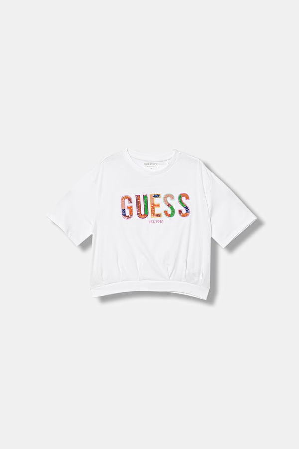 Футболка дитяча бавовняна з еластаном Guess колір білий