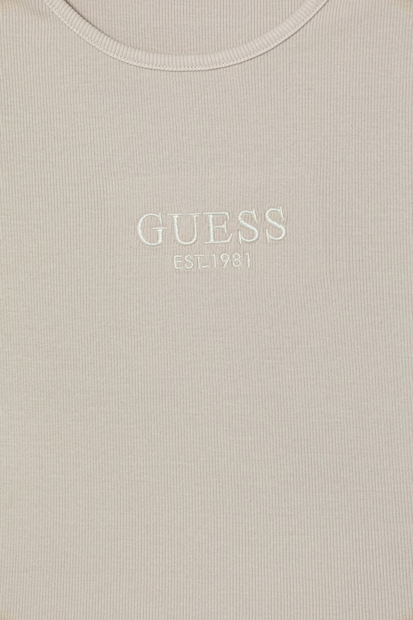 Футболка basic детская хлопковая Guess цвет бежевый фото 2