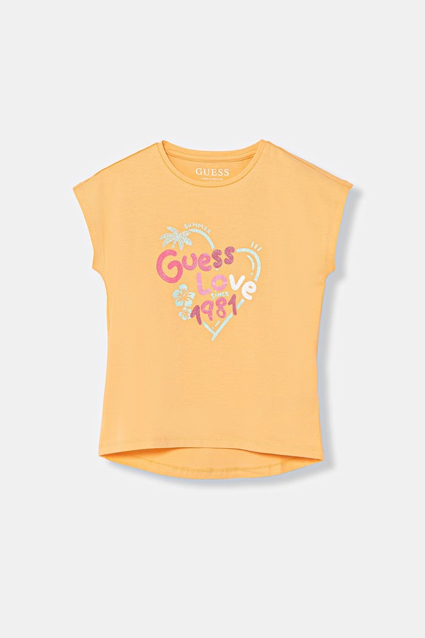 Футболка дитяча з бавовною Guess колір помаранчевий