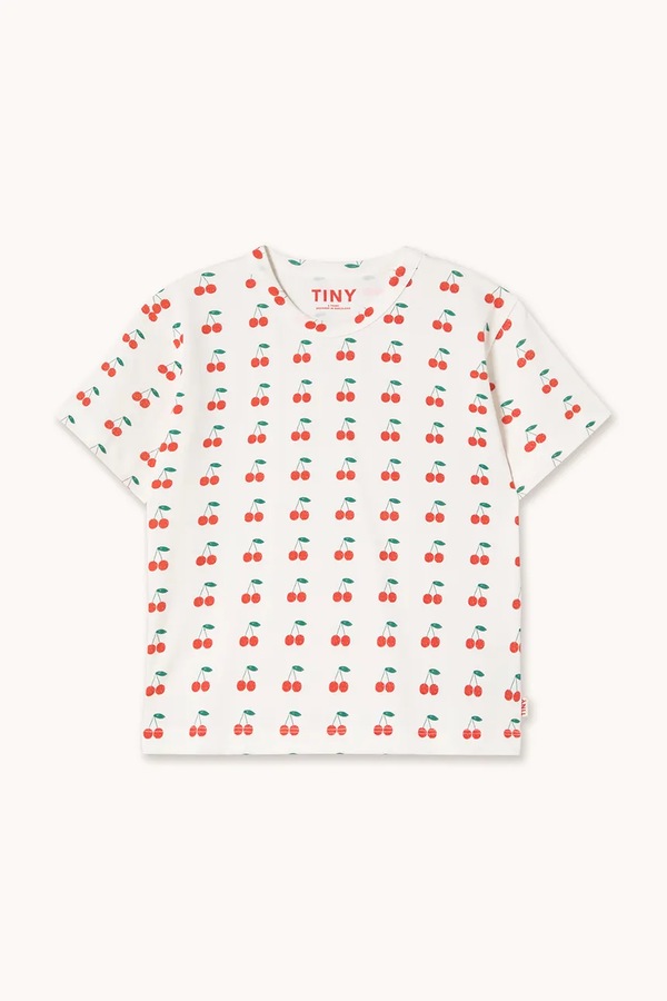 Дитяча бавовняна футболка Tinycottons CHERRIES KNITTED TEE колір білий