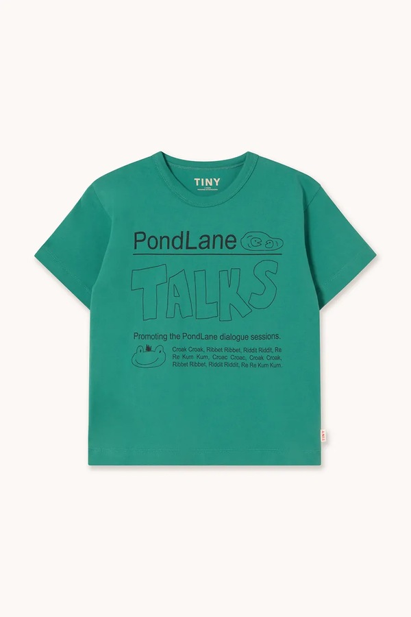 Детская хлопковая футболка Tinycottons PONDLANE GRAPHIC TEE цвет зеленый