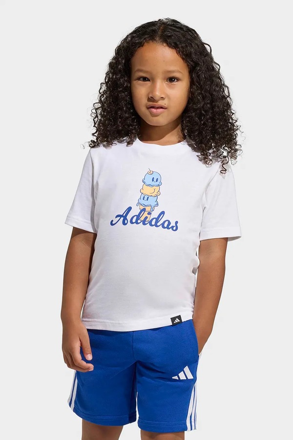 Дитяча бавовняна футболка adidas колір білий фото 3