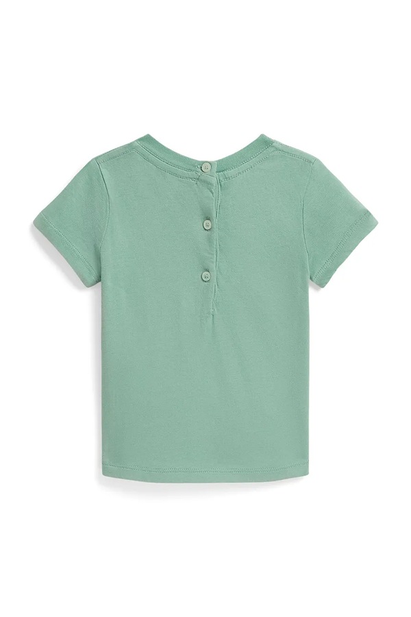 Хлопковая футболка для младенцев Polo Ralph Lauren цвет бирюзовый