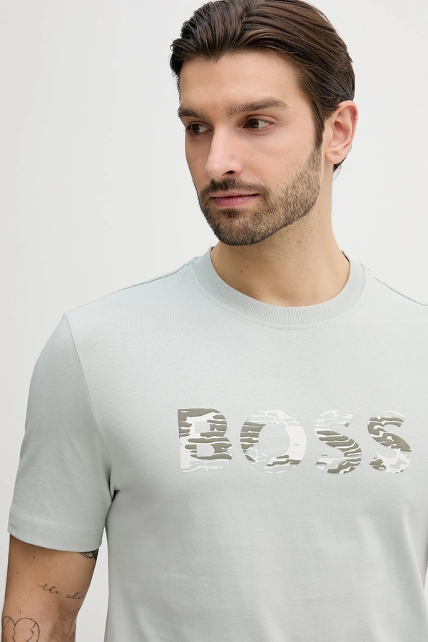 Бавовняна футболка BOSS Orange Te_Insignia колір бірюзовий фото 4