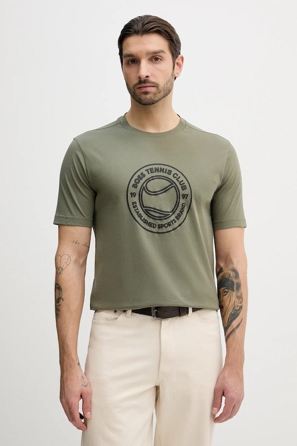 Бавовняна футболка BOSS Green TS_Join Logo колір бежевий