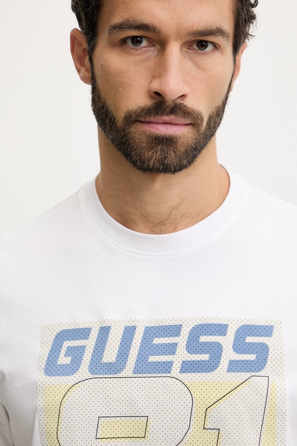 Бавовняна футболка Guess OPA колір білий фото 4
