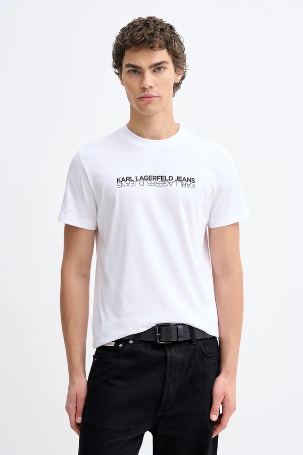Хлопковая футболка Karl Lagerfeld Jeans цвет белый