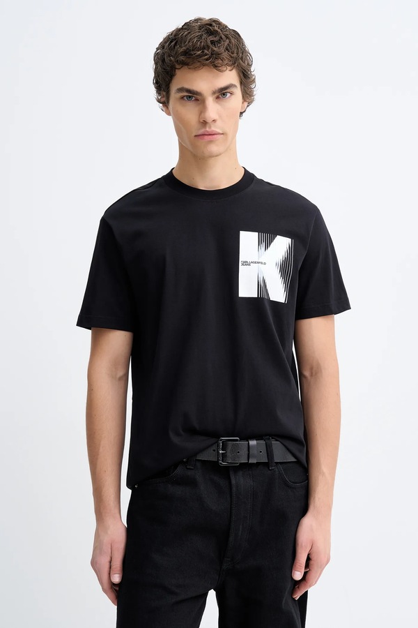 Хлопковая футболка Karl Lagerfeld Jeans цвет черный