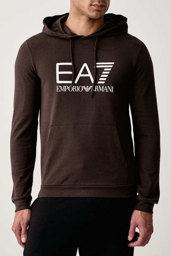 Кофта з капюшоном чоловіча бавовняна EA7 Emporio Armani колір коричневий фото 4