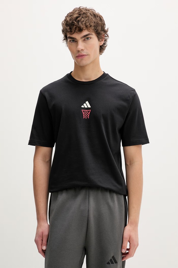 Бавовняна футболка adidas The Anx Hoop колір чорний фото 3