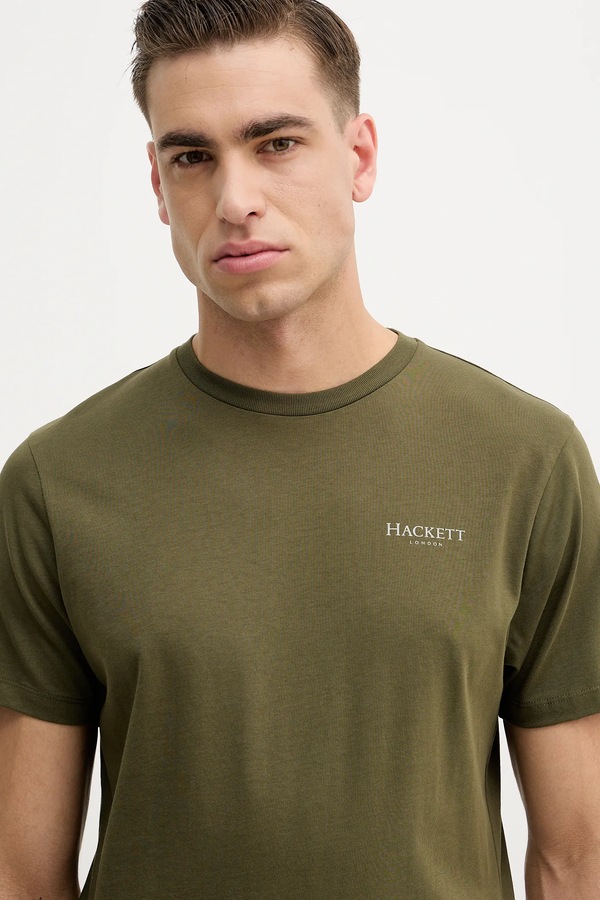 Бавовняна футболка Hackett London колір зелений фото 4