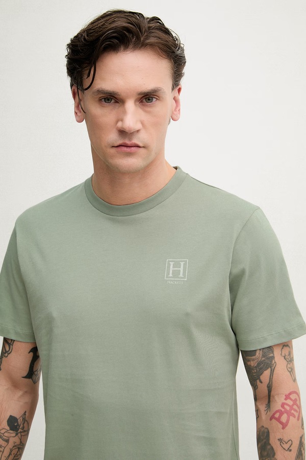 Футболка чоловіча бавовняна Hackett London колір зелений фото 4