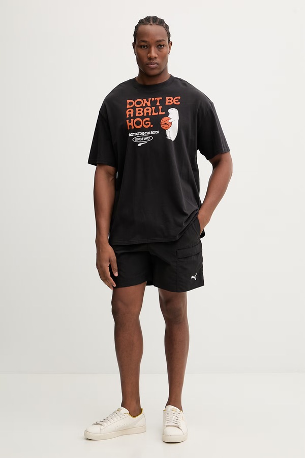 Хлопковая футболка Puma Junior Varsity Tee цвет черный