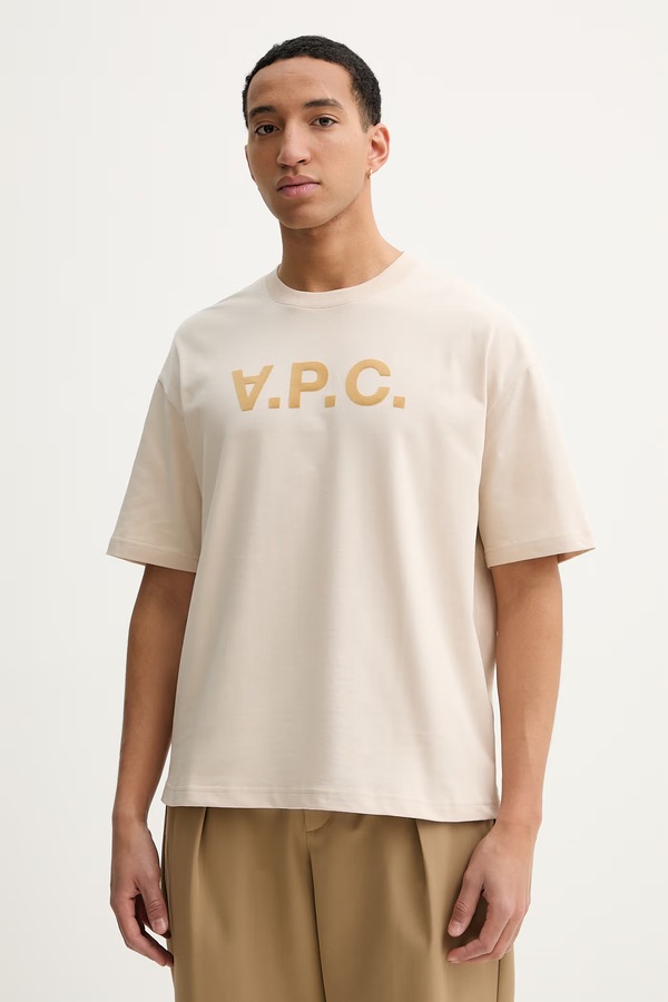 Хлопковая футболка A.P.C. T-SHIRT AMPLE MANCHES COURTES VPC цвет бежевый
