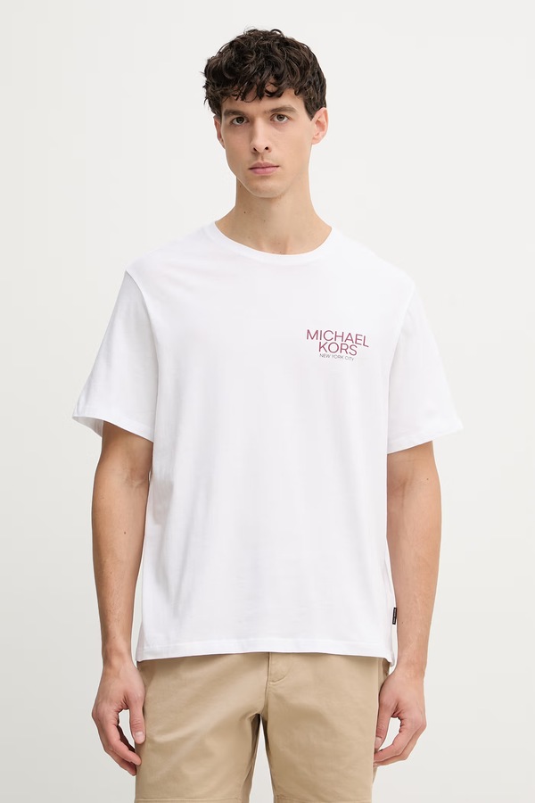 Футболка чоловіча бавовняна Michael Kors колір білий фото 2