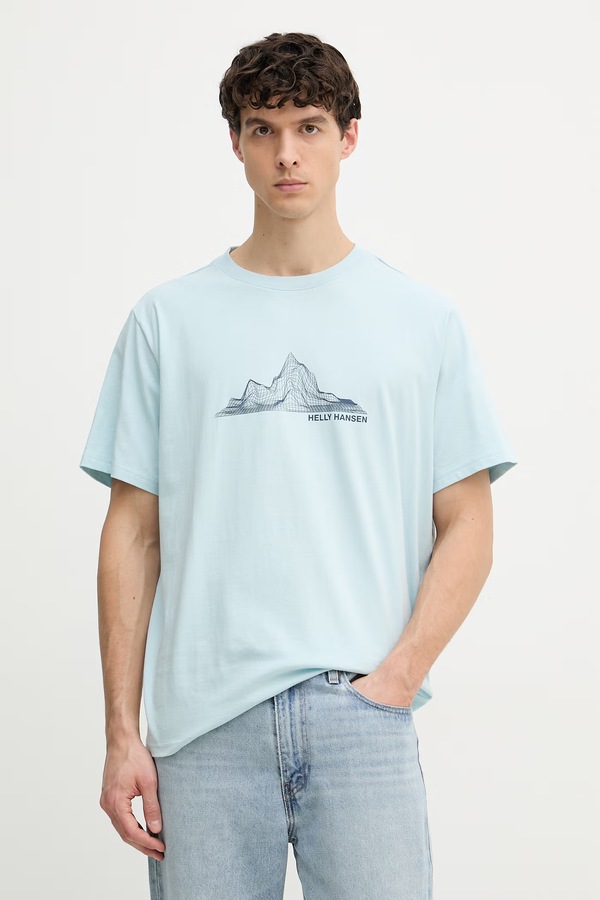Футболка чоловіча бавовняна Helly Hansen MASSIF GRAPHIC колір блакитний