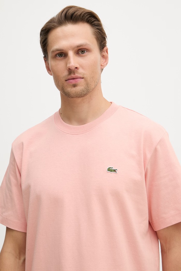 Футболка чоловіча бавовняна Lacoste колір рожевий фото 4