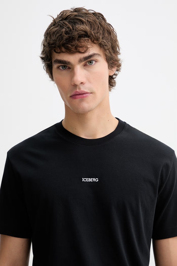 Бавовняна футболка Iceberg колір чорний фото 4
