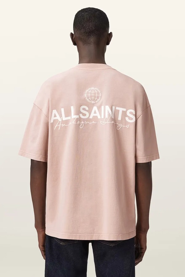Бавовняна футболка AllSaints EMBLEM колір рожевий