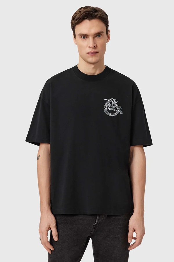 Хлопковая футболка AllSaints TERRA цвет черный фото 2
