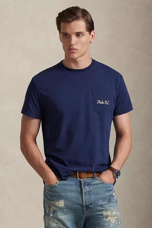 Бавовняна футболка Polo Ralph Lauren колір синій