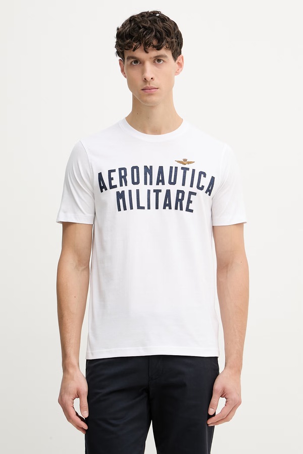 Бавовняна футболка Aeronautica Militare колір бежевий