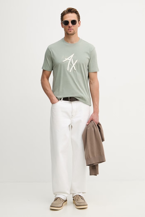 Футболка чоловіча бавовняна Armani Exchange колір зелений