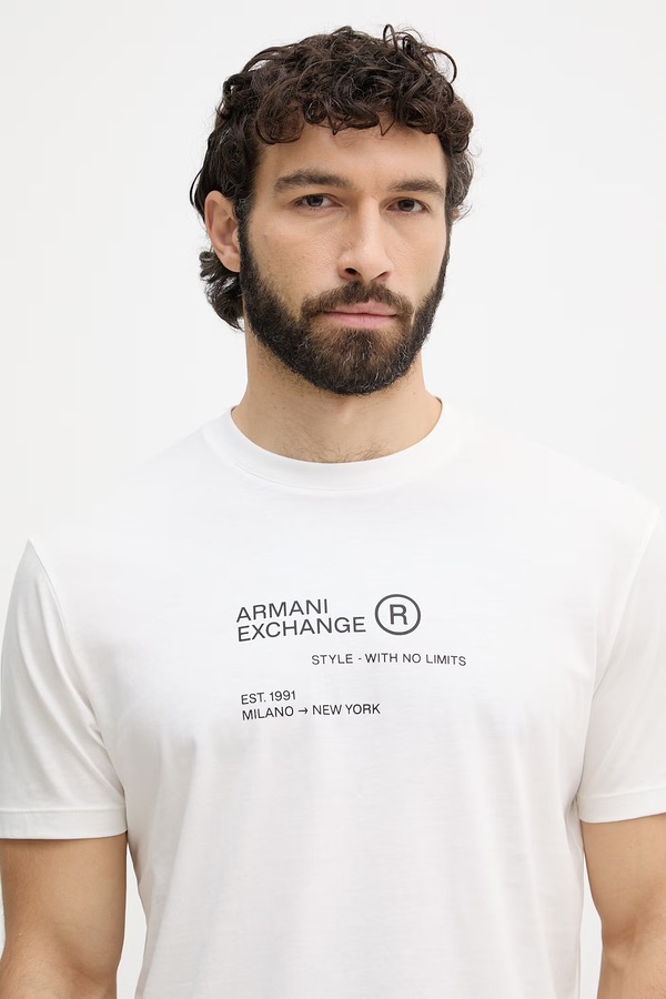 Футболка чоловіча бавовняна Armani Exchange колір білий фото 4