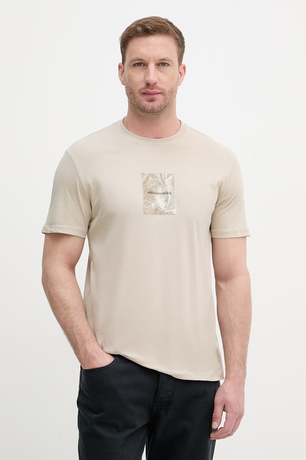Футболка чоловіча бавовняна Armani Exchange колір бежевий