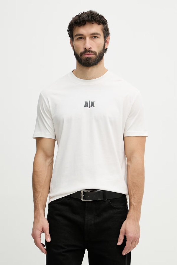 Футболка чоловіча бавовняна Armani Exchange колір бежевий фото 3