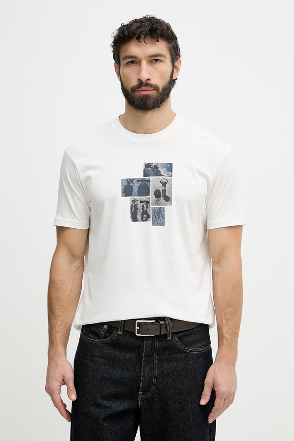 Футболка мужская хлопковая Armani Exchange цвет бежевый