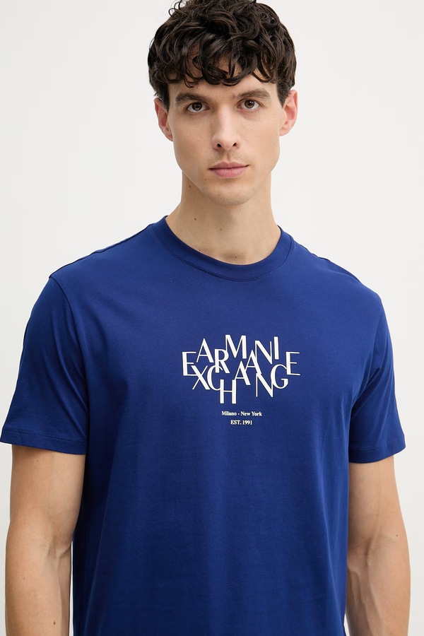 Футболка чоловіча бавовняна Armani Exchange колір темно-синій фото 4